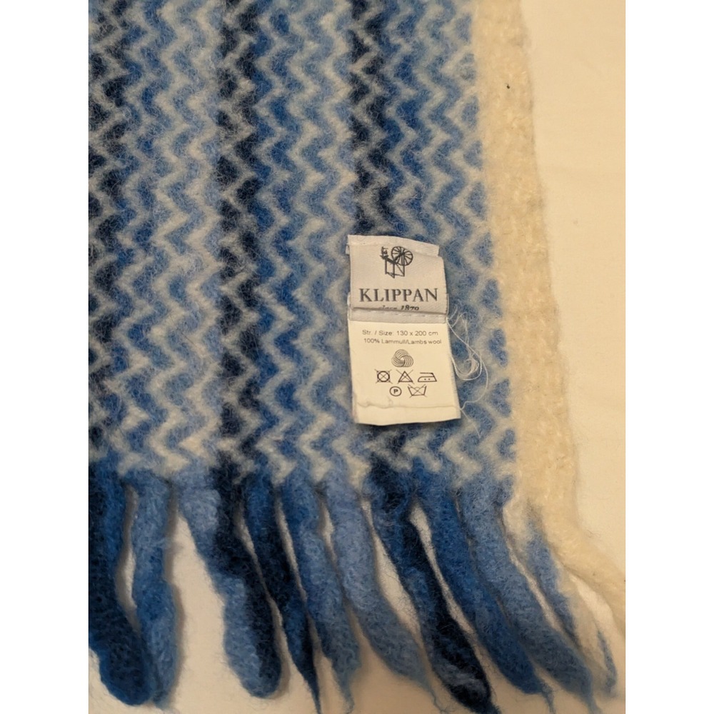 Klippan 100% Lambs Wool Chevron‎ Blue Throw Blanket 114 x 134cm Made in Latvia - Picture 5 of 7